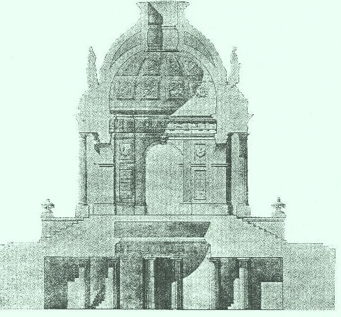 Detalle del monumento central del inexistente Panteón Nacional.